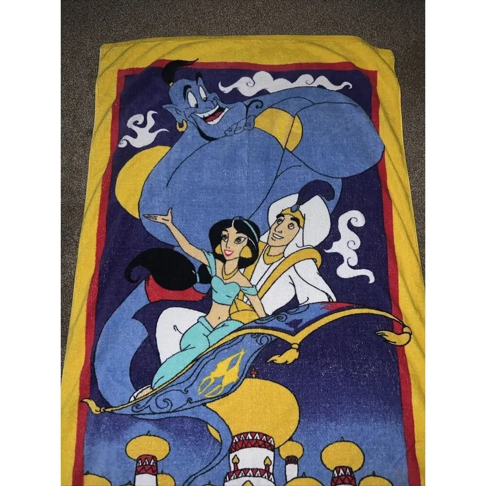 Vintage 90’s Disney Aladdin Beach Towel by Franco Genie Jasmine Aladdin